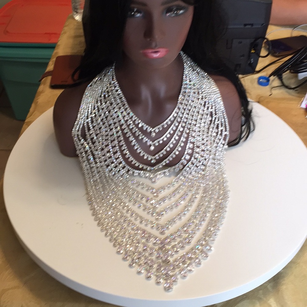Huge Rhinestone Necklace 13 layers